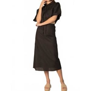 NEW BEFORE YOU COLLECTION linen cargo midi skirt in black